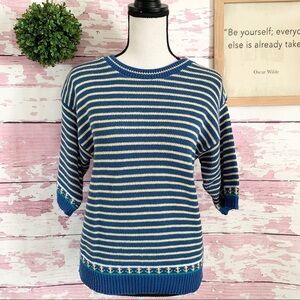ROBERT SCOTT LTD Blue VINTAGE Striped Sweater S